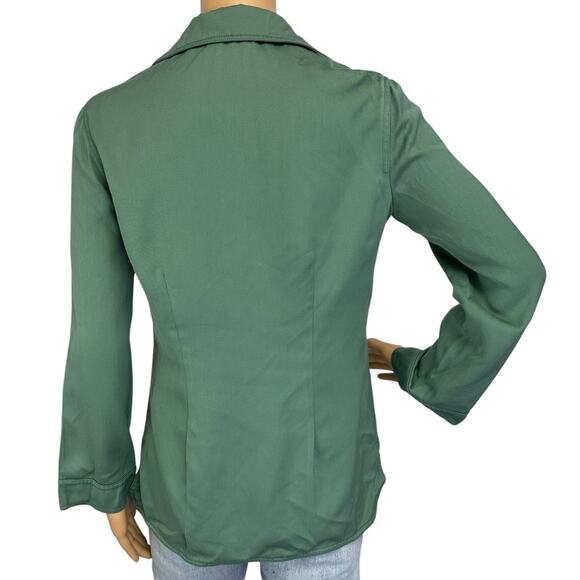 Vintage Addenda Shirt Green Button Front Long Sleeve Collared Pocket Size 10 - Picture 4 of 8